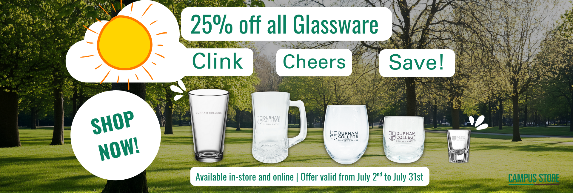Get 25% off all glassware all month long