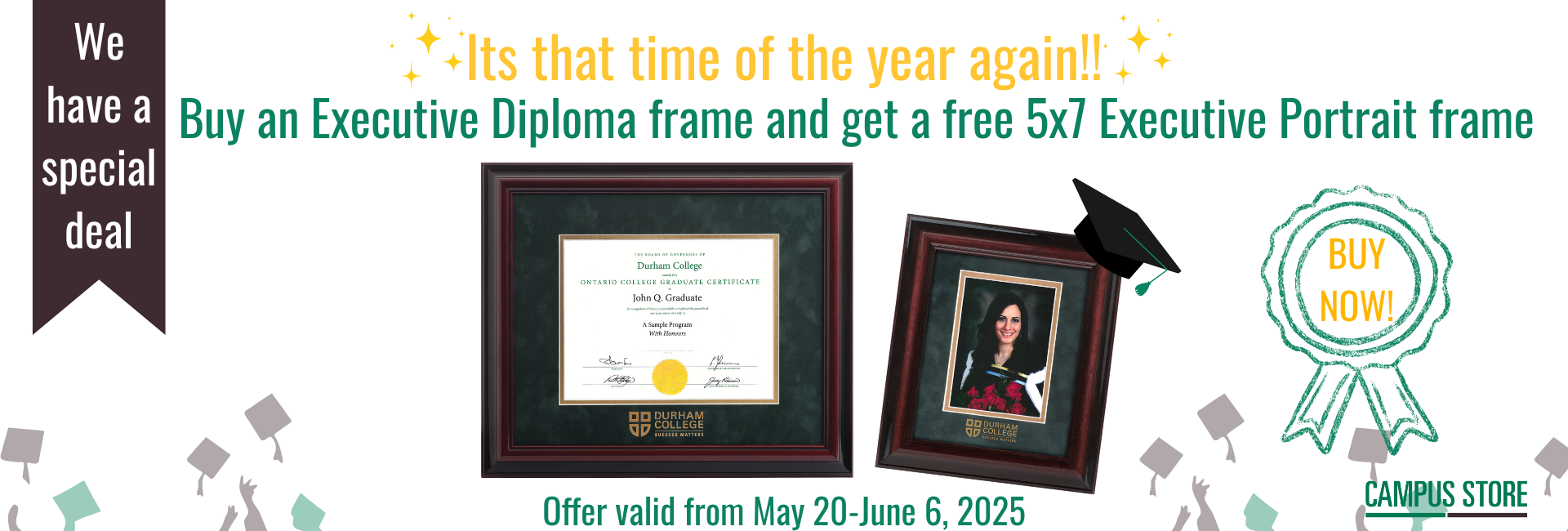 Grad Promo offer Buy a Executive Diploma frame and get a portrait frame free