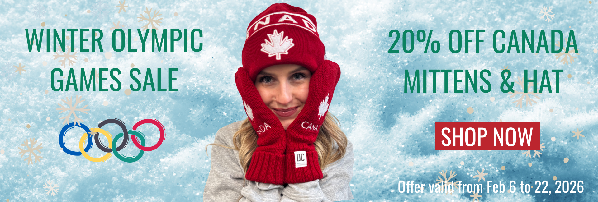 Winter Olympics sale, 20% Canada mittens and hats