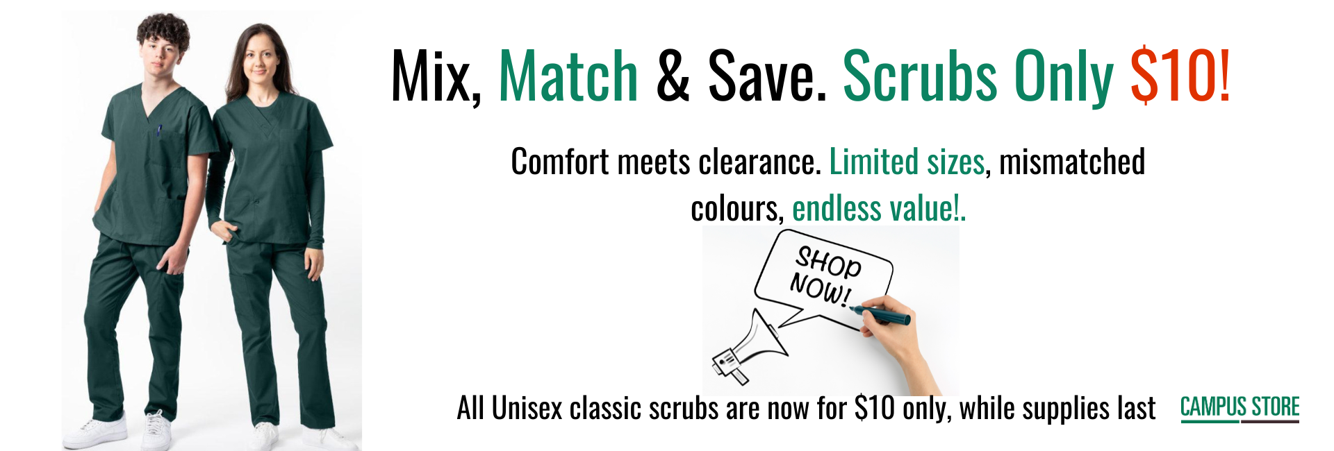 CUnisex classic cotton scrubs now for $10