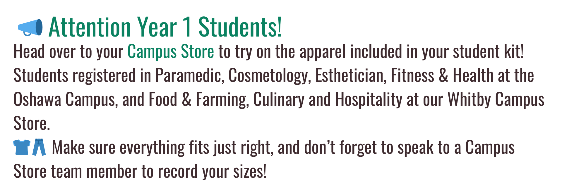 Attention First Year Students